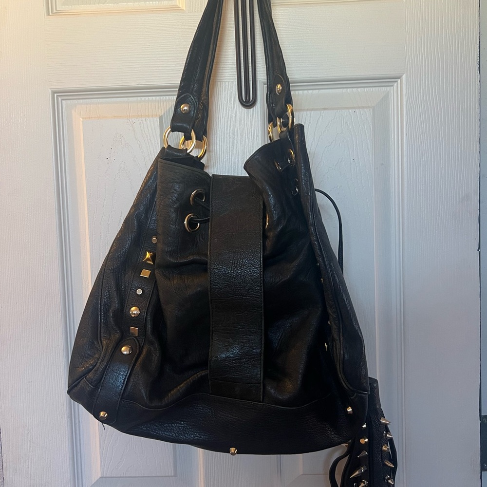Mulberry x Giles Black Leather Spike Studded Shoulder Bag - Picture 2 of 3